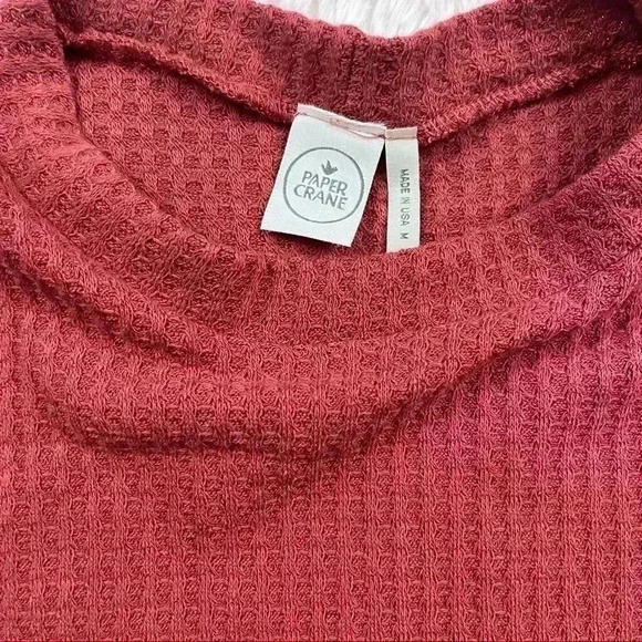 Paper crane Rusty Waffle Knit Ling Sleeve Cropped Blouse Size M - Picture 9 of 13